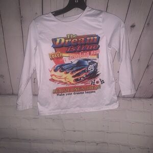 Kids White Dream Racing Long Sleeve Tee